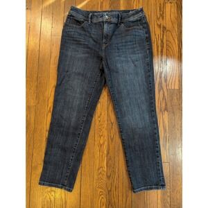 Chicos So Slimming Girlfriend Crop Jeans Med Dark Wash Stretch Size 0.5 ( Sm /6)